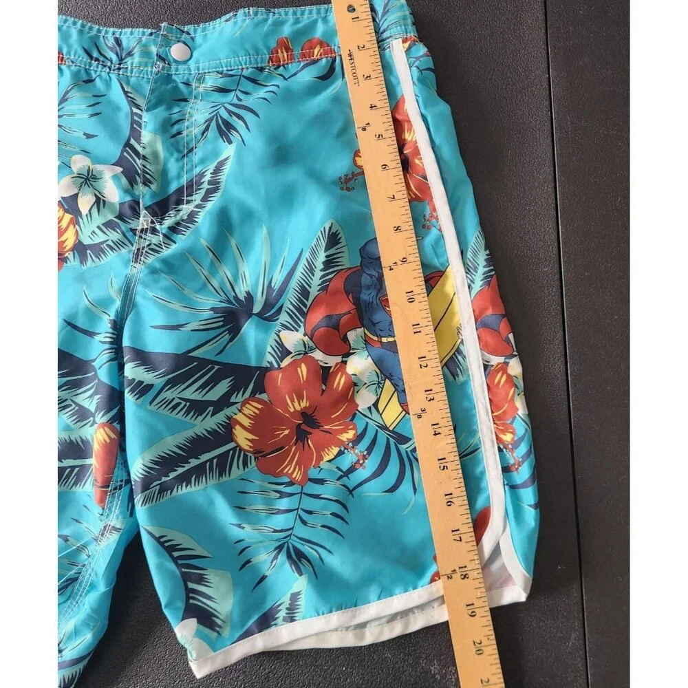 DC Superman Board Shorts Hawaiian Tropical Print Swim Trunks Mens‎ Small